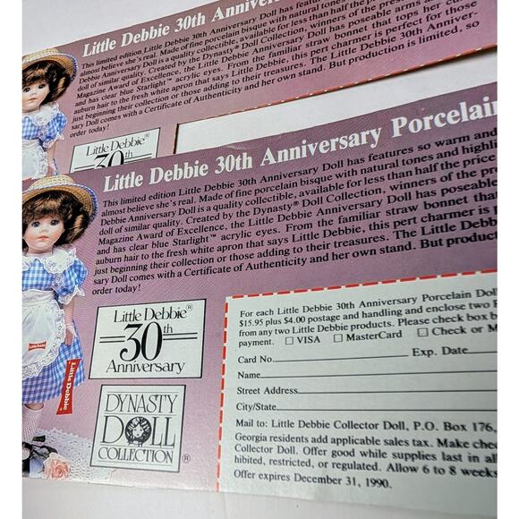 Vtg Little Debbie Cakes Porcelain Doll 14" Collectible 30th Anniversary 1990 - Picture 5 of 10